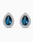 Pear London Blue Topaz Halo Stud Earrings | Irosk