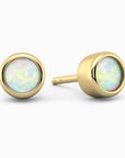 Opal Earrings in Gold - Round White - Studs in Silver - Lab-grown white opals in 18K gold-plated sterling silver
