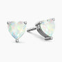 white opal earrings heart shape