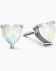 white opal earrings heart shape