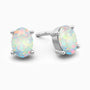 oval cut silver opal errings