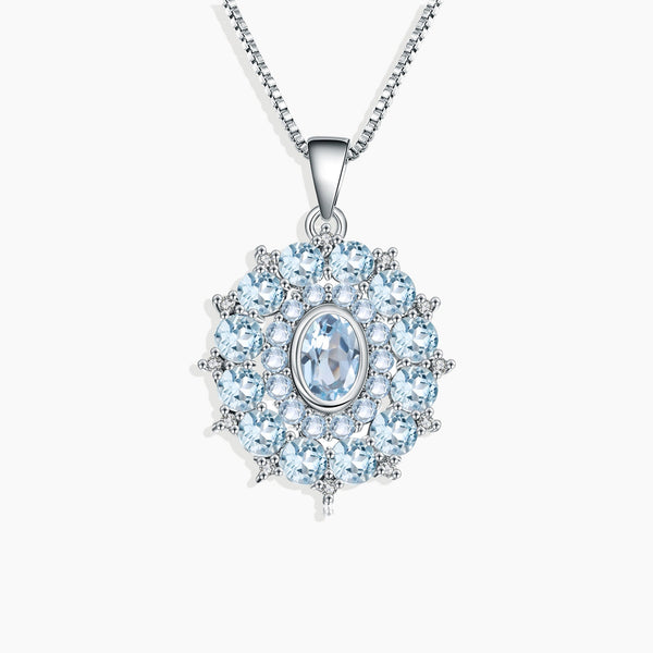 Front photo view of Sky Blue Topaz Crown Style Pendant