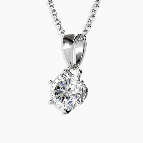 Front view of the Stunning Moissanite 1 Ct Solitaire Pendant, showcasing a dazzling 1 Ct moissanite stone set in elegant sterling silver.