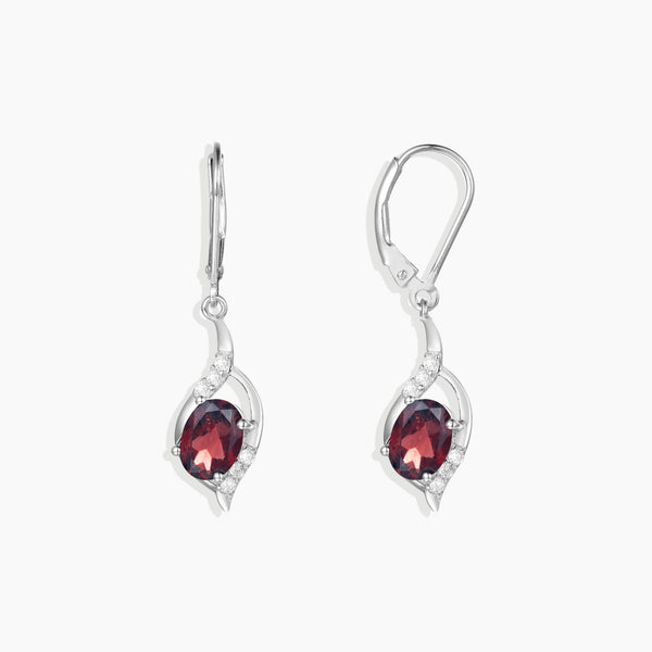 Sterling Silver Garnet Thea Drop Earrings - January Birthstone Jewelry