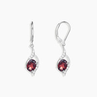 Sterling Silver Garnet Thea Drop Earrings - January Birthstone Jewelry