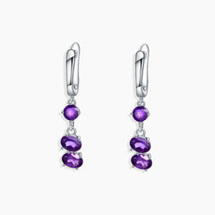 Sterling Silver Amethyst Drop Earrings - Elegant Fine Jewelry for Women - Irosk ®