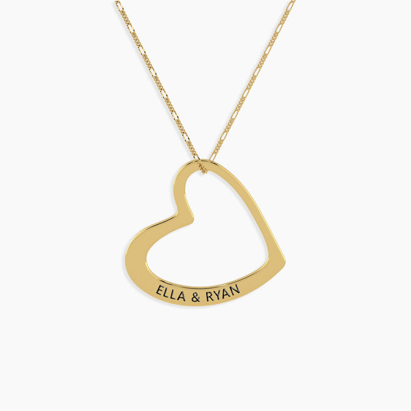 gold plated heart pendant with ella an ryan engraved