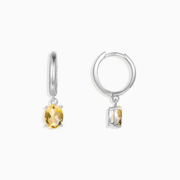 Irosk Olivia Citrine Hoop Earrings - Sterling Silver Gemstone Jewelry