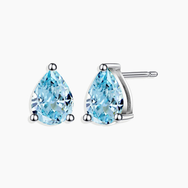 Aquamarine Pear Cut Stud Earrings in Sterling Silver - Irosk Australia ®