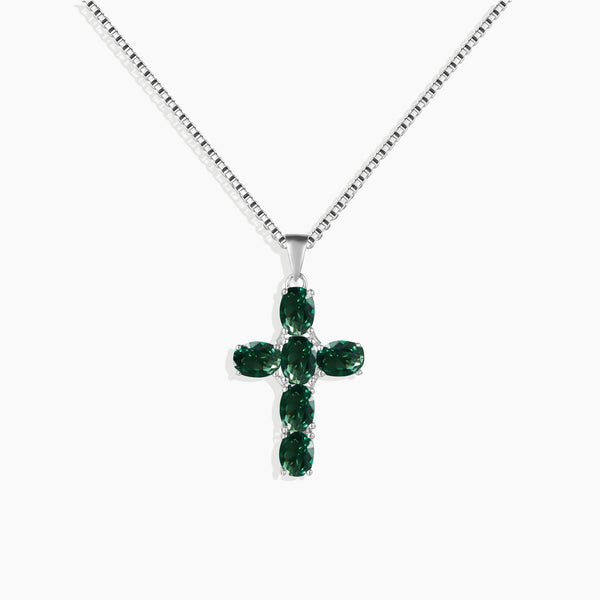 emerald cross pendant from front
