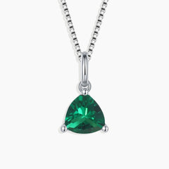 Irosk Trillion Cut Pendant in Sterling Silver -  Emerald