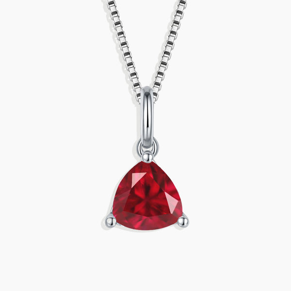 Irosk Sterling Silver Trillion Cut Ruby Pendant - Elegance defined, passion unleashed.