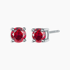 Ruby Round Shape Stud Earrings in Sterling Silver - Irosk Australia ®