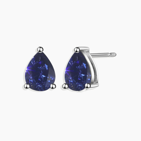 Sterling Silver Sapphire Pear Cut Stud Earrings