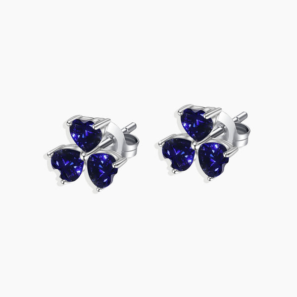 Sterling Silver Sapphire Flower Stud Earrings