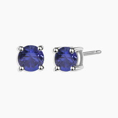 Sapphire Round Shape Stud Earrings in Sterling Silver - Irosk Australia ®