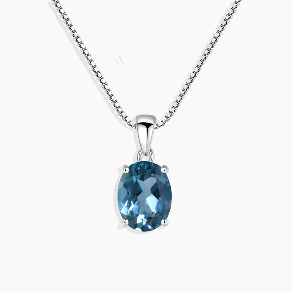 Front photo view of Oval Cut London Blue Topaz Pendant