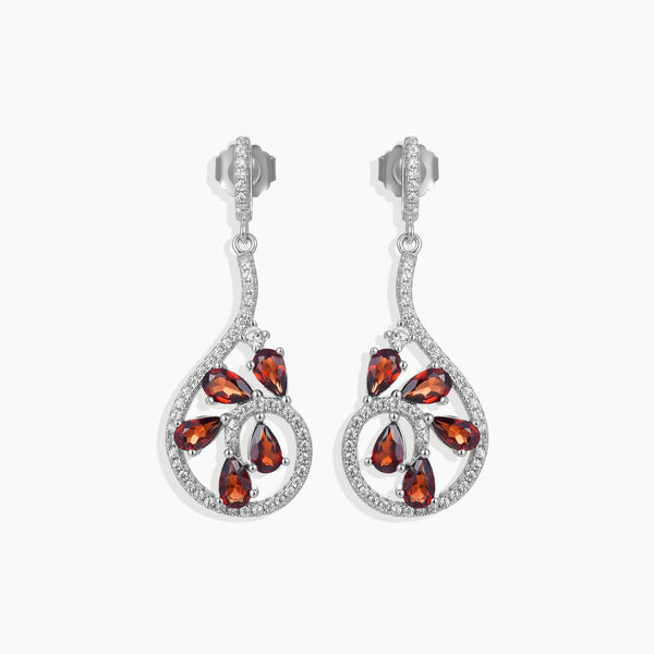 Sterling Silver Garnet Dewdrop Earrings - January Birthstone Jewelry