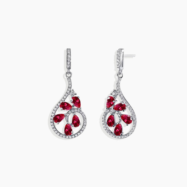  Sterling Silver Ruby Dewdrop Earrings - Exquisite elegance, captivating charm.