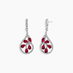 Ruby Dewdrop Earrings in Sterling Silver