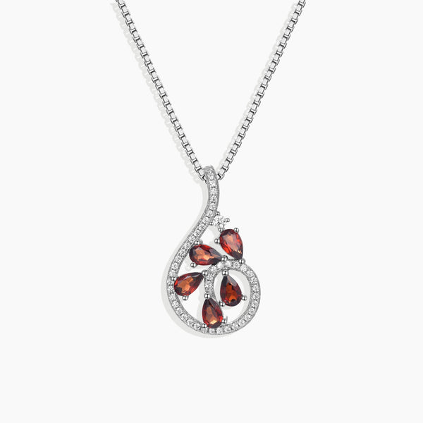 Sterling Silver Garnet Dewdrop Necklace - January Birthstone Jewelry