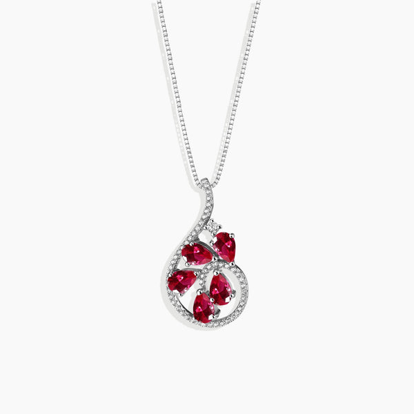 Sterling Silver Ruby Dewdrop Necklace - Timeless elegance, radiant beauty.