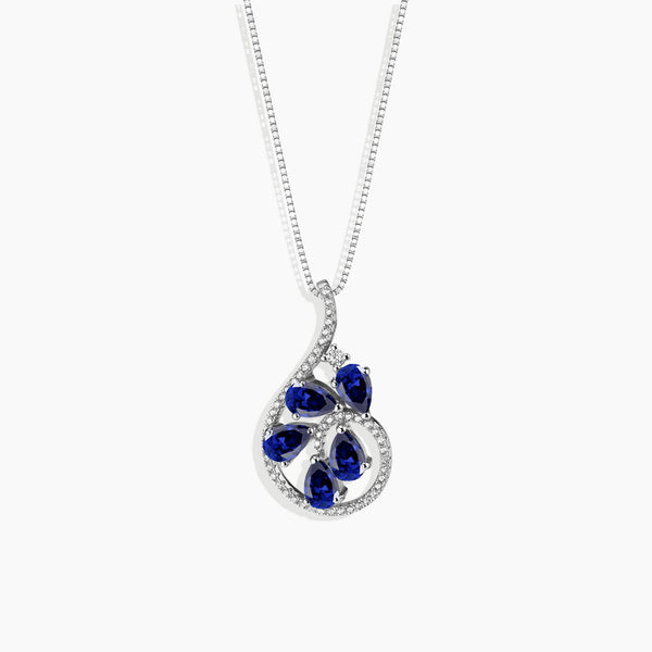 Sterling Silver Sapphire Dewdrop Necklace