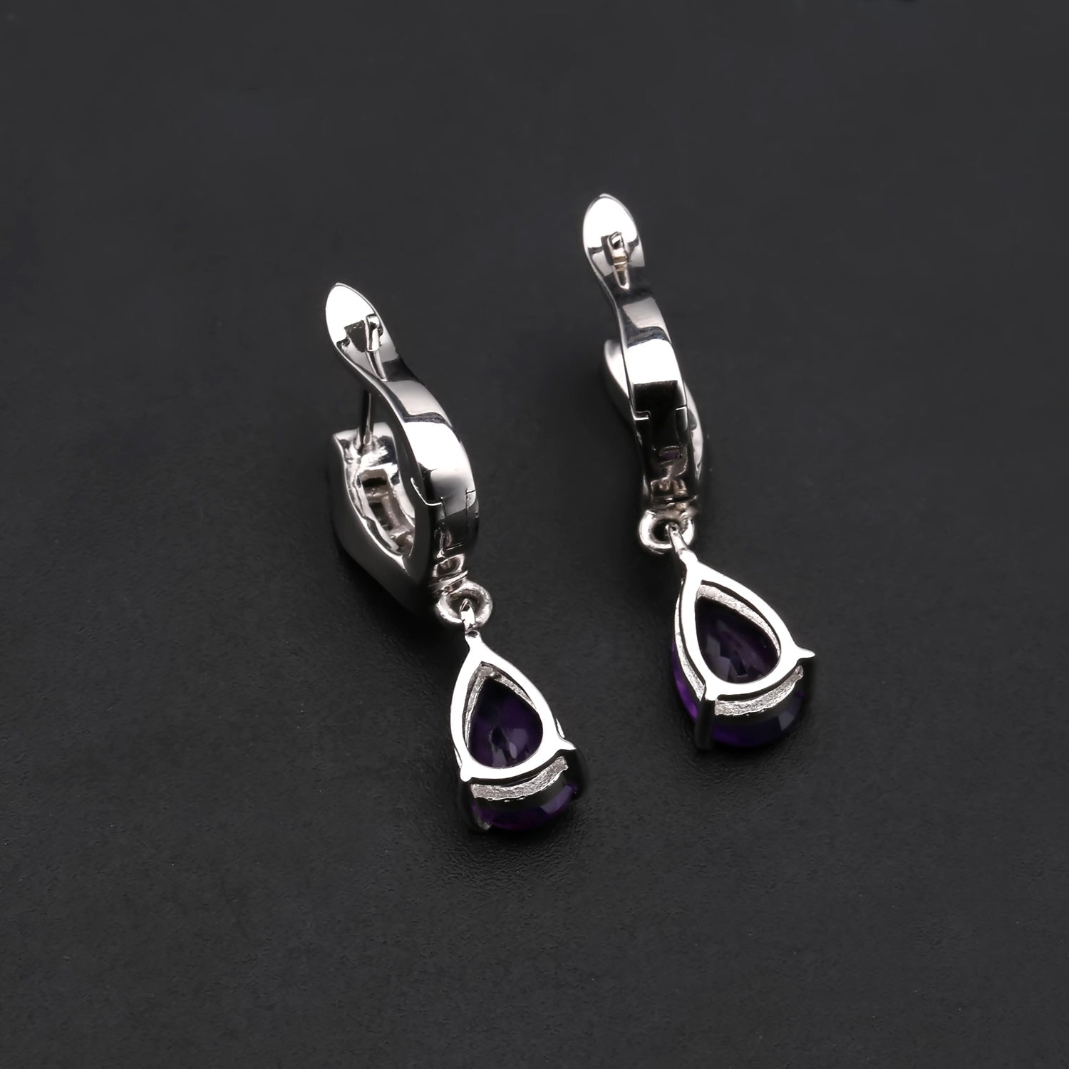 Reverse side view of sterling silver amethyst pendant