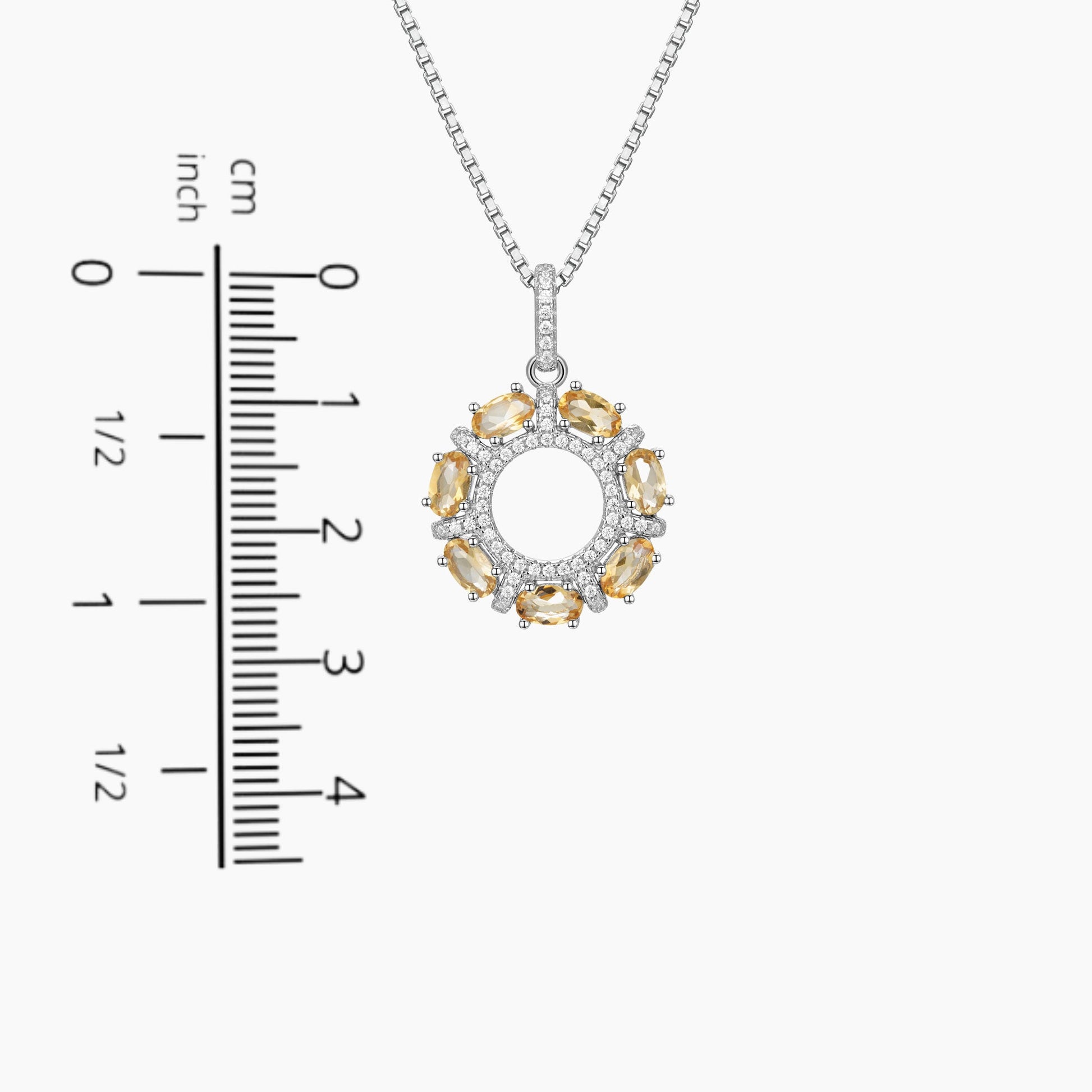 Citrine Galaxy Pendant Necklace with Scale - Image displaying necklace with scale, providing size reference for accurate measurement