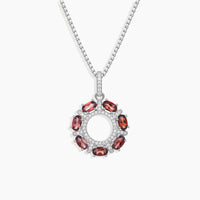 Sterling Silver Garnet Galaxy Pendant Necklace - January Birthstone Jewelry