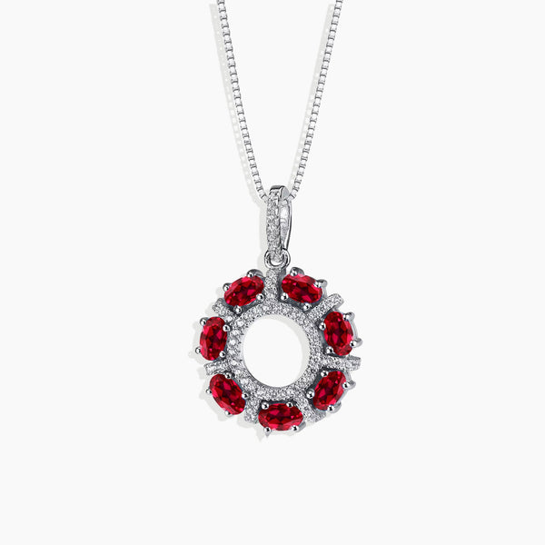 Ruby Galaxy Pendant Necklace - Exquisite sophistication in sterling silver.