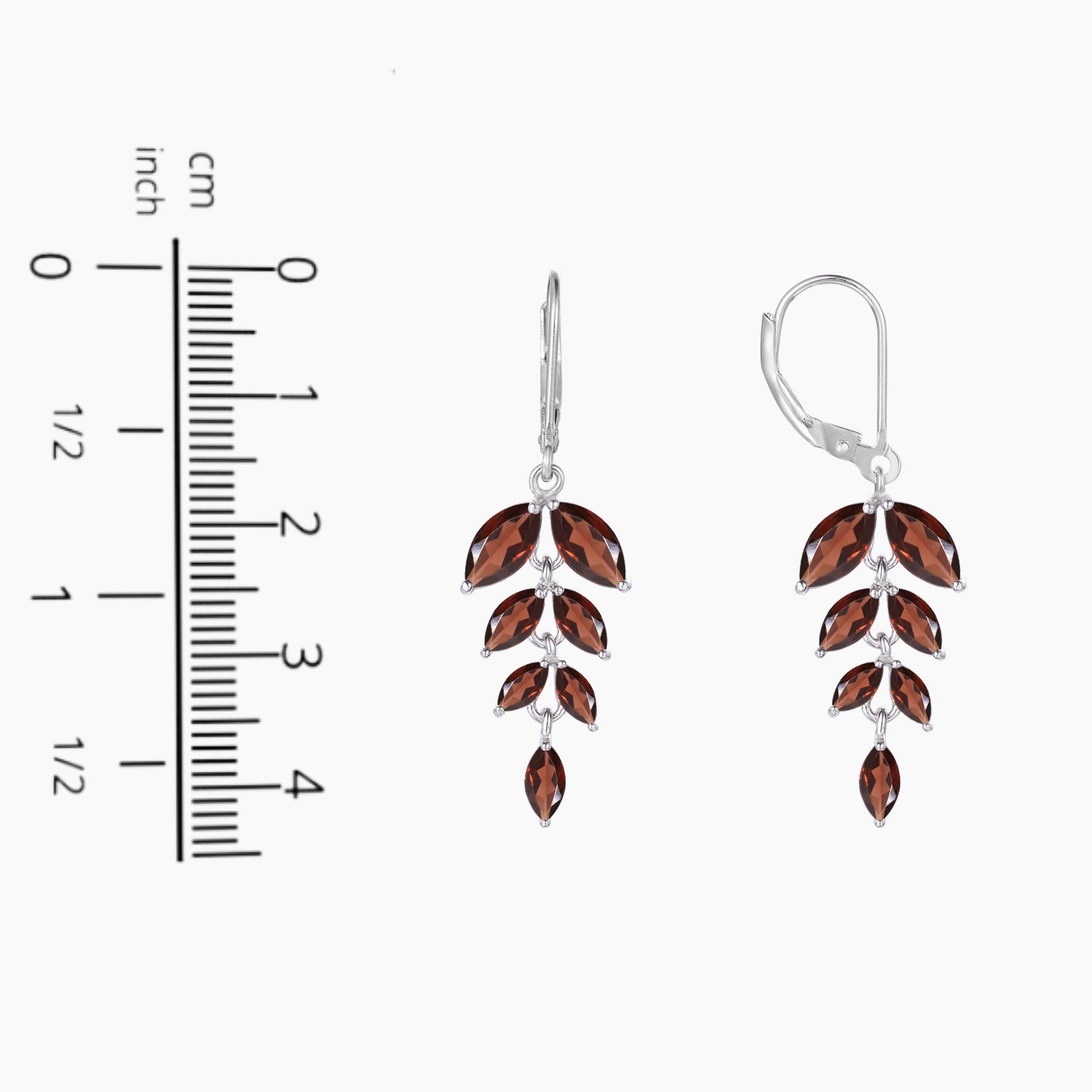 Garnet Leaf Earrings - Scale