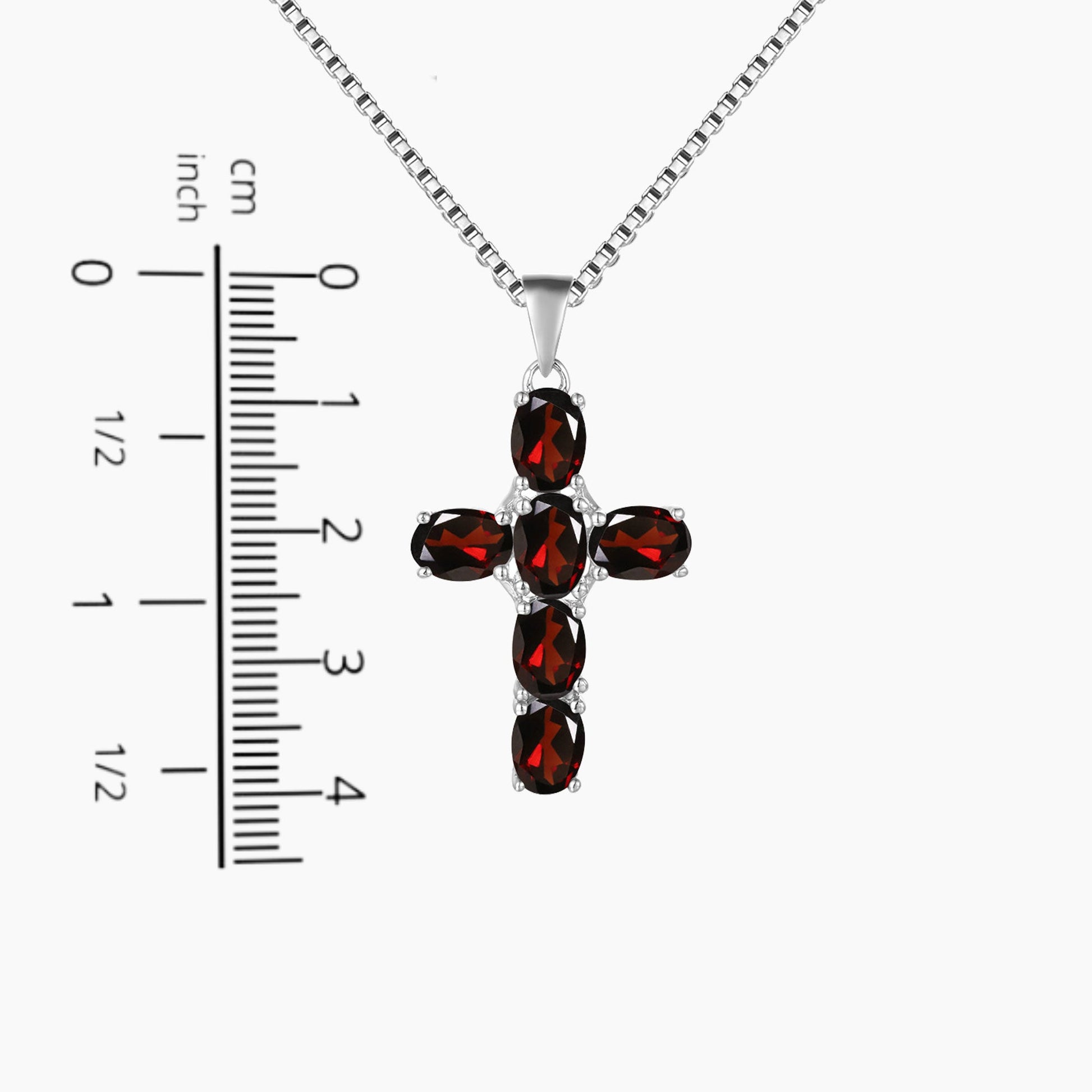  Garnet Cross Necklace - Scale