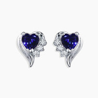 Sterling Silver Sapphire Heart-Shaped Stud Earrings