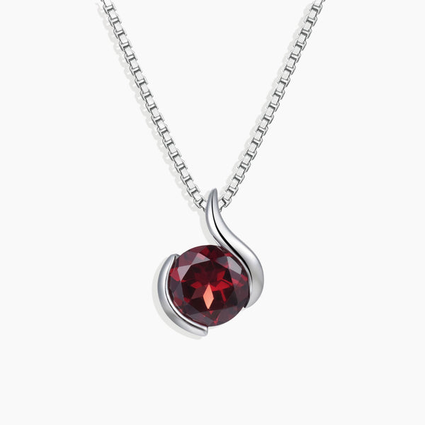 Sterling Silver Garnet Monarch Pendant Necklace - January Birthstone Jewelry