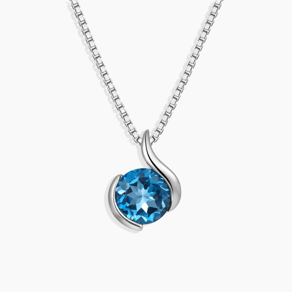 Front photo view of London Blue Topaz Monarch Pendant, Ideal for birthdays, anniversaries, or as a heartfelt gesture, this mesmerizing necklace is the ultimate gift for her. 