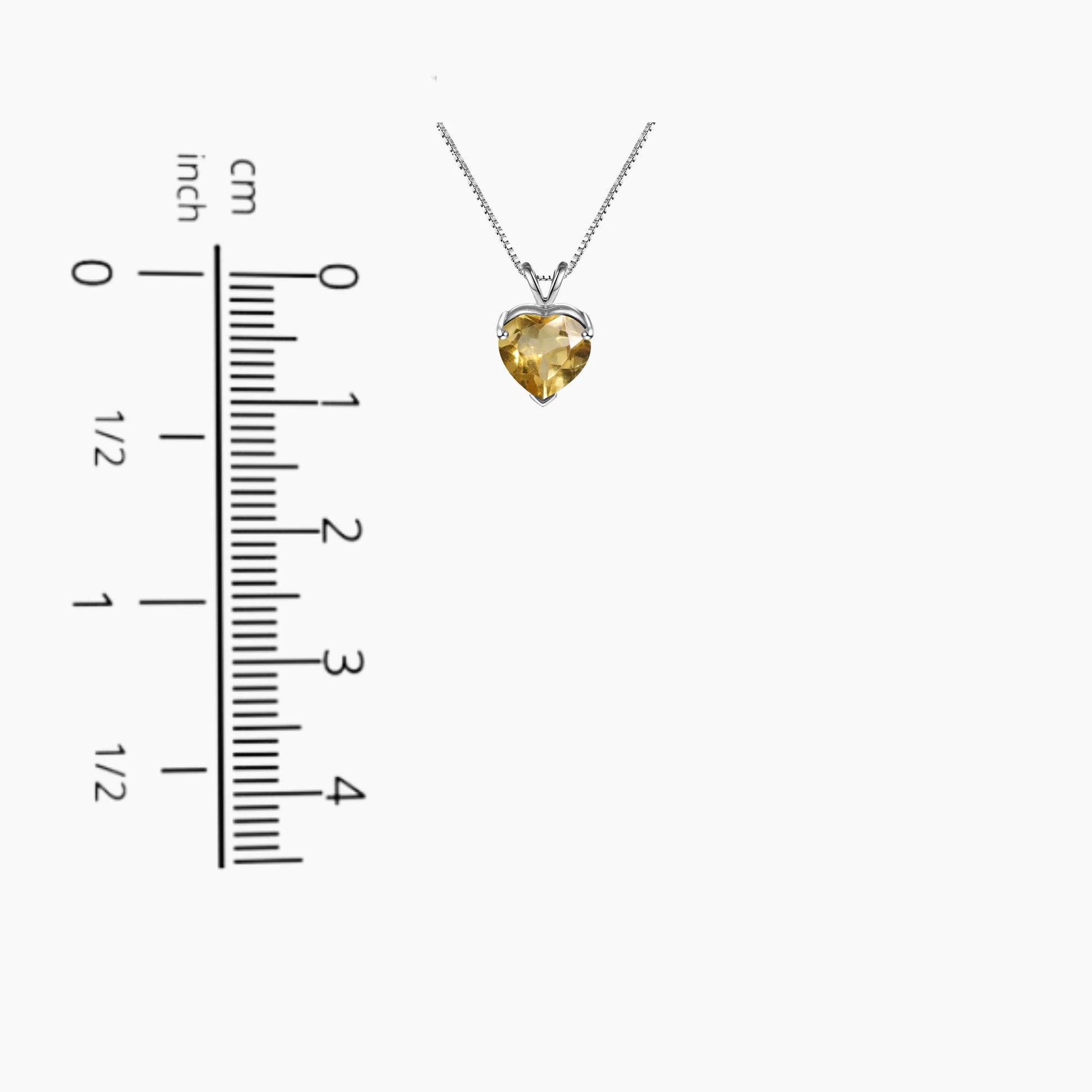 Citrine Heart Shaped Gemstone Necklace - Scale