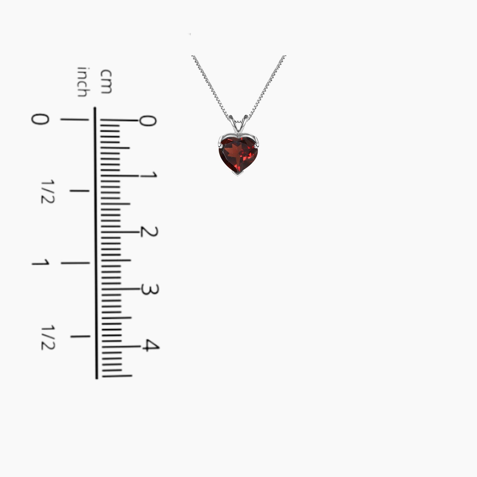 Garnet Heart Shaped Gemstone Necklace - Scale