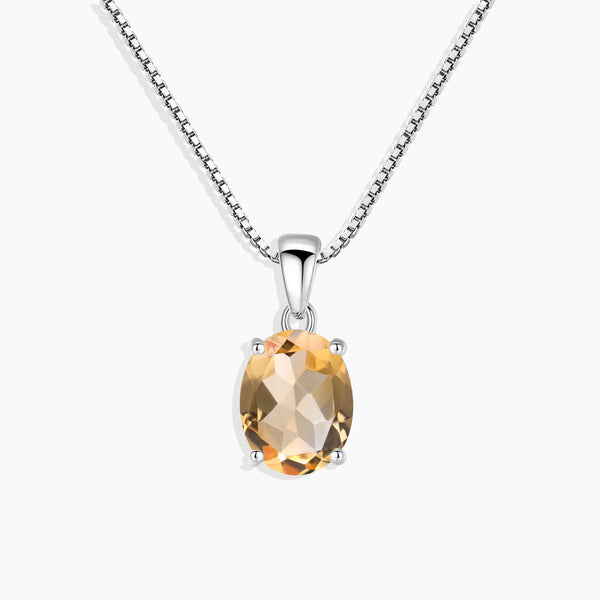 Irosk Sterling Silver Citrine Oval Cut Necklace - Elegant Gemstone Jewelry
