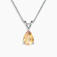  Irosk Sterling Silver Citrine Pear Cut Necklace - Elegant Gemstone Jewelry