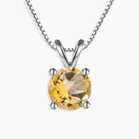 Irosk Sterling Silver Citrine Round Cut Necklace - Elegant Gemstone Jewelry
