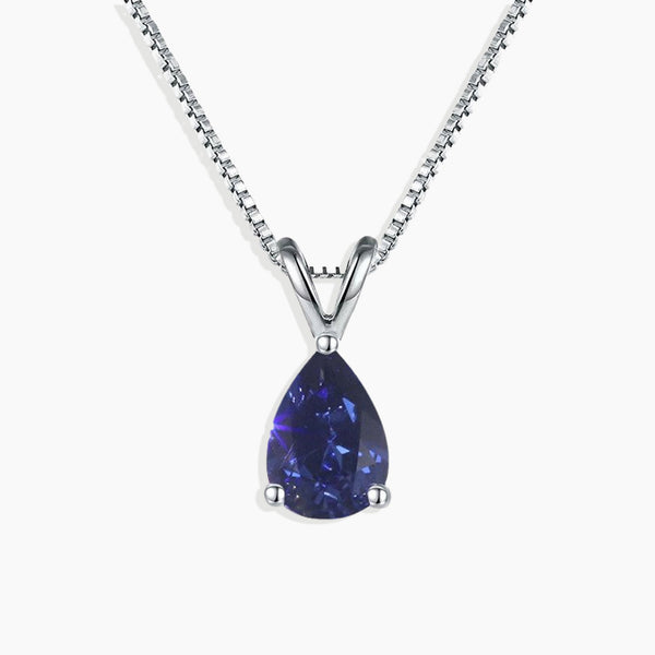 Irosk Sterling Silver Sapphire Necklace - Pear Cut