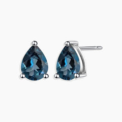 London Blue Topaz Pear Cut Stud Earrings in Sterling Silver - Irosk Australia ®
