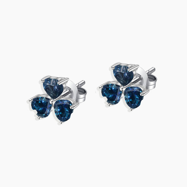 Front photo view of flower-shaped silver London blue topaz jewellery