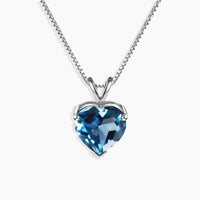 Front photo view of Heart-Shaped London Blue Topaz Stud Necklace