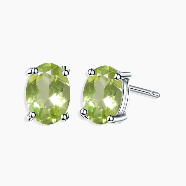 Front Photo View: Oval Cut Peridot Studs by Irosk