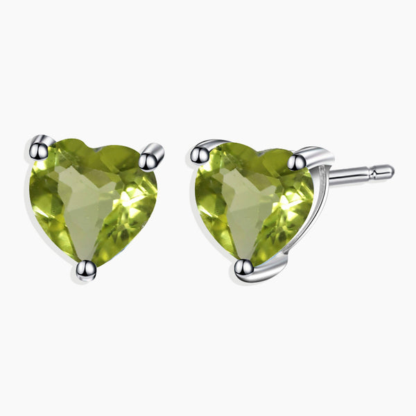 Front Photo View: Heart-Shaped Peridot Studs by Irosk