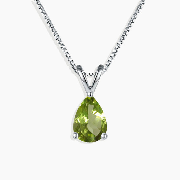 Front Photo View: Peridot Pear Cut Pendant by Irosk