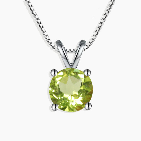 Front Photo View: Round Cut Peridot Pendant by Irosk