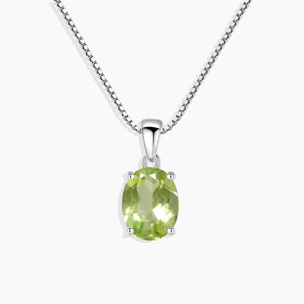 Front Photo View: Silver Peridot Oval Cut Pendant by Irosk